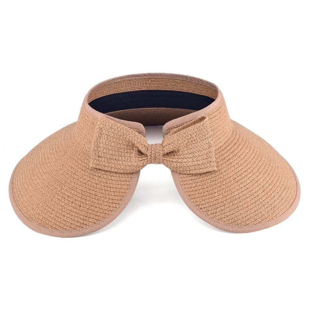 The Chelsea Womens Wide Brim Straw Sun Hat with Ponytail Hole - UPF 80+